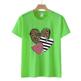 Valentine's Day T Shirts Couples Leopard Print Heart Printing Women's Pullover Short Sleeve T-shirt