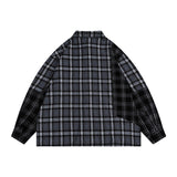 Man Fall Outdoor FIS Autumn Personality Plaid Stitching Long Sleeves Shirt Men's Loose Couple Shirt Coat