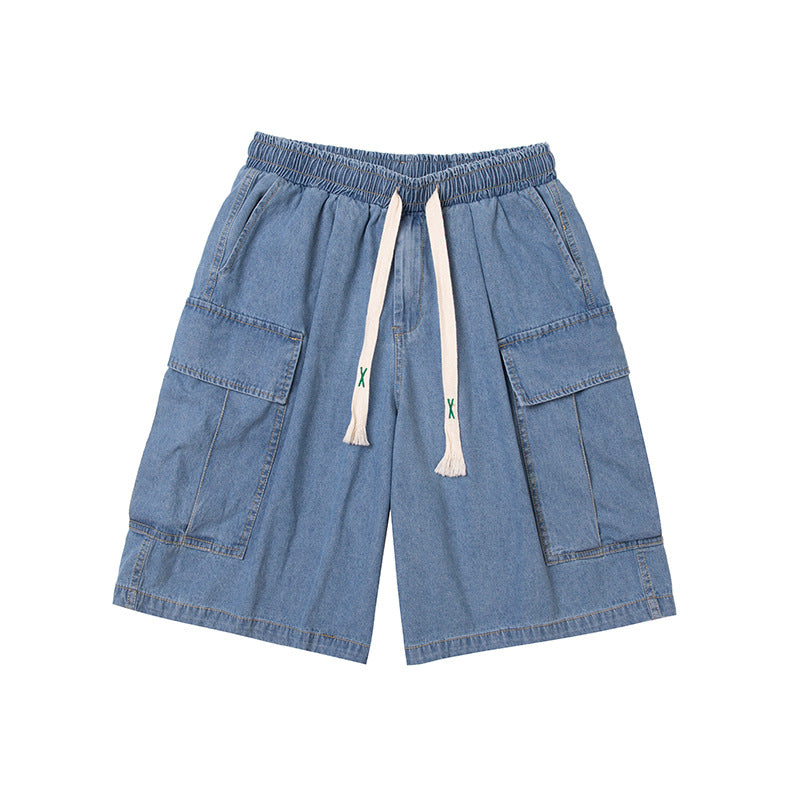 Men Shorts Summer Denim Shorts Casual Straight Pants