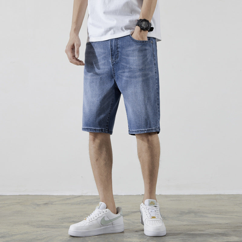 Men Denim Shorts Summer Thin Denim Shorts Stretch