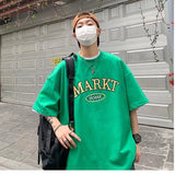 Men T-Shirts Loose White round Neck Printing