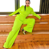 Gloria Vanderbilt Pleated Casual Long-Sleeved Small Stand Collar Waist Wide-Leg Pants