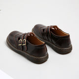 Mary Jane Shoes Summer Thin Flat Round Toe Leather Shoes Women