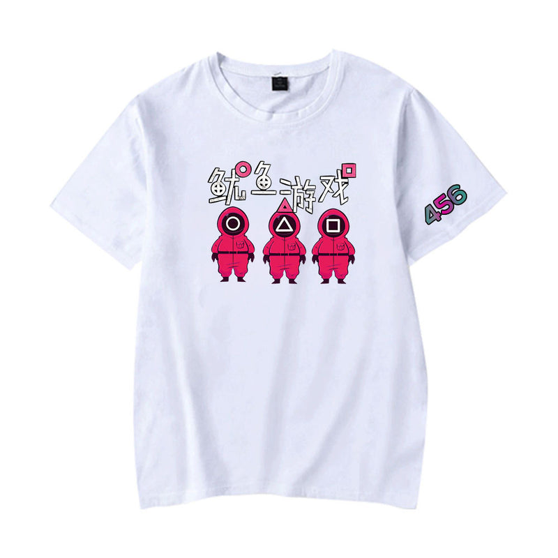 Squid Game Costume round Six Pink Guard Printed Short Sleeve T-shirt