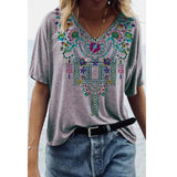 Modern Gypsy Outfits Romanian Gypsy Outfits Amazon Wish Independent Station Best Selling Women's Clothes 2021 Spring and Summer New Printed Ethnic Style V-neck Short Sleeve T-shirt