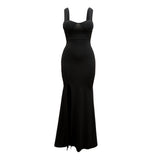 Kendall Jenner Wedding Guest Dress Bandeau Sling Long Dress Slit Sheath Skirt