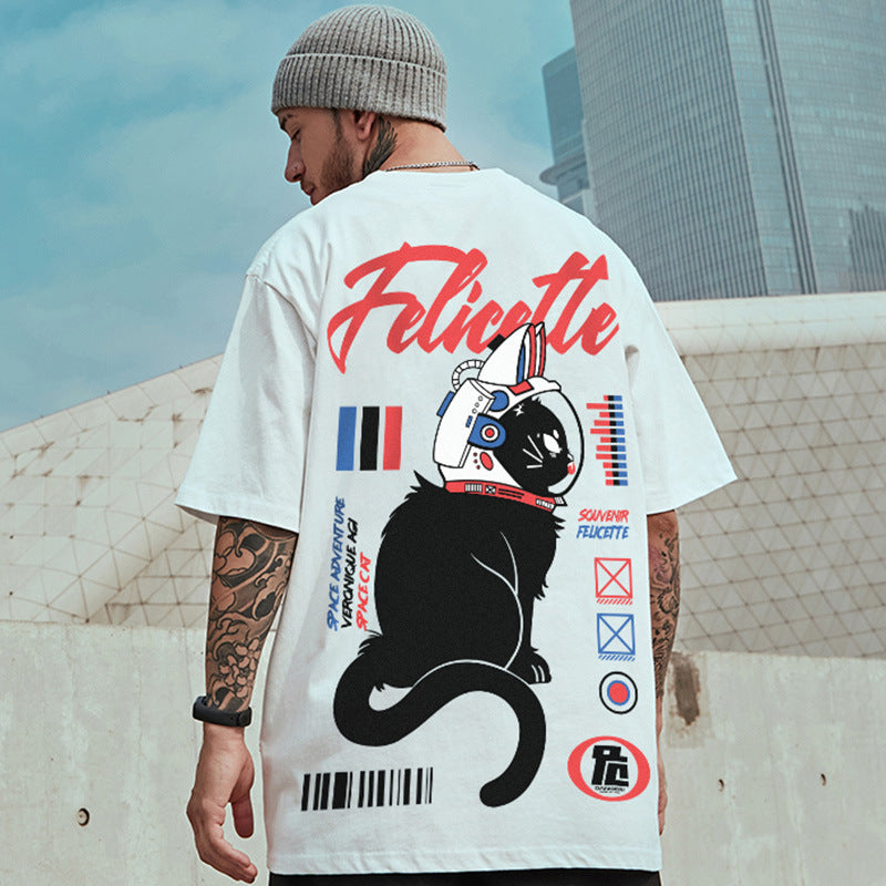 Men T-Shirts Loose Printed Half Sleeve Half Sleeve
