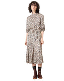 Kendall Jenner Wedding Guest Dress Law System Retro Minority Printed Mid-Length Versatile Temperament Waist-Controlled Slimming