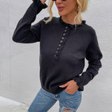 Women 'S Pullover Knit Sweater Button Coat For Autumn And Winter