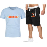 Vlone T Shirts & Shorts 2 Piece Set Large V Printed Short Sleeve Loose Short Sleeve T-Shirt Shorts