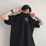 Men T-Shirts Half Sleeve Loose round Neck Print