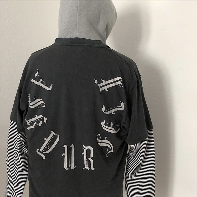 Askyurself T Shirt Striped Loose Long Sleeve T-shirt for Men and Women