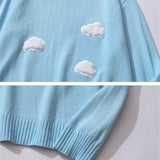 Men Sweater Cloud Embroidered Knitwear Men's Loose round Neck Pullover