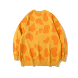 Men Sweater Cartoon Giraffe Brocade Sweater Men Loose Crew Neck Top