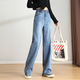 Gloria Vanderbilt Jeans High Waist Petal Waist Loose Wide-Leg Draggle-Tail Trousers