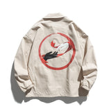 Man Fall Outfis Autumn Pattern Printing Casual Polo Collar Jacket Boys Baggy Coat