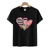Valentine's Day T Shirt Colorful Plaid Printed Pullover Short Sleeve Women's T-shirt