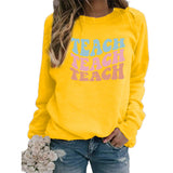 Merry and Bright Sweatshirts Teach Printed Crew Neck Sweatshirt Autumn and Winter Women's plus Size