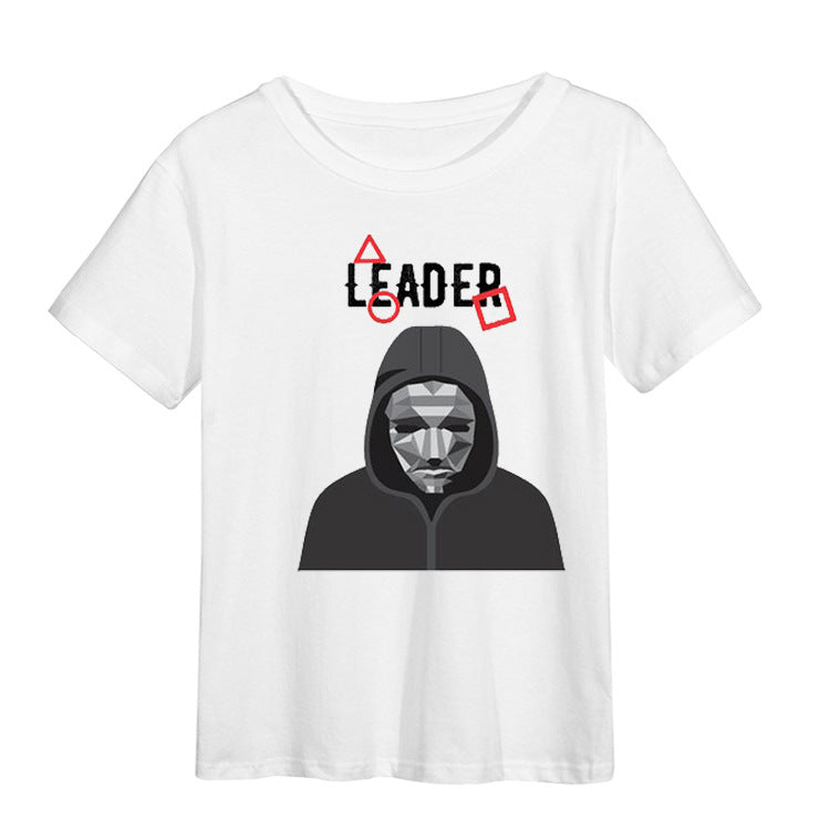 Squid Game Costume printed loose cotton round neck short sleeve t-shirt for women
