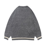 Men Sweater Cartoon Embroidery Color Matching Sweater Coat Men's Loose V-neck Cardigan Sweater