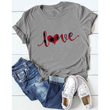 Valentine's Day T Shirts Couples Summer Women's round Neck Short Sleeve T-shirt Printed Top