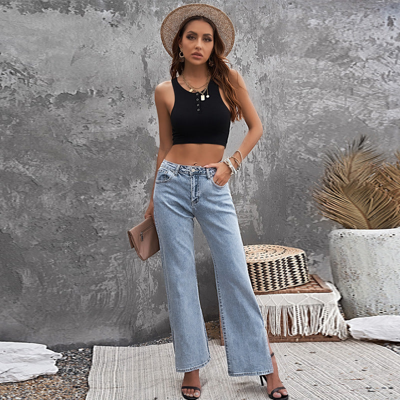 Gloria Vanderbilt Jeans Mid-Rise Straight-Leg Pants Solid Color