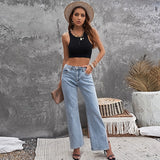 Gloria Vanderbilt Jeans Mid-Rise Straight-Leg Pants Solid Color