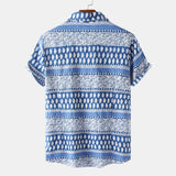Camp Collar Shirt Ethnic Style Short Sleeve Shirt