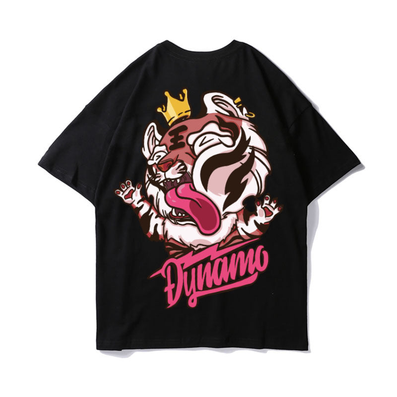 Men T-Shirts Tiger Print Loose Half Sleeve