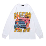 Man Fall Outfits Printed Sweater Men and Women Street Hip Hop Retro Long Sleeve T-shirt