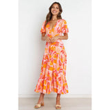Gypsy Girl Outfits Dress V-neck Short Sleeve Beach Vacation