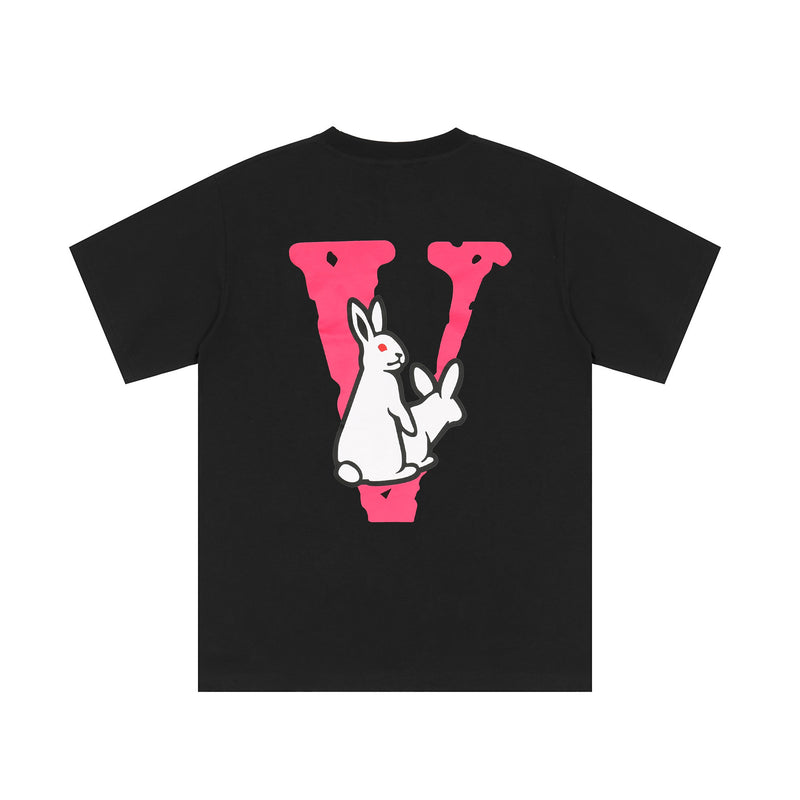 Vlone T Shirt Letter Print Rabbit Big V Men'S And Women'S Short-Sleeved T-Shirt