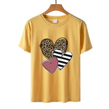 Valentine's Day T Shirts Couples Leopard Print Heart Printing Women's Pullover Short Sleeve T-shirt
