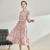 Regency Dress Shirt Dress Printed Silk Dress