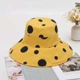 Women Bucket Hat Casual Sun Hat Polka Dot Double-Sided