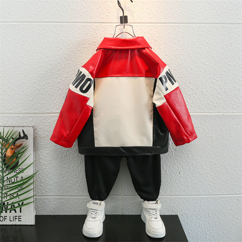 Toddler Boys Jackets Boy's Leather Jacket Coat Spring and Autumn Clothing
