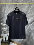 CHH Chrome Hearts T Shirts Heavy Industry Leather Patchwork Cross Short Sleeve T-shirt