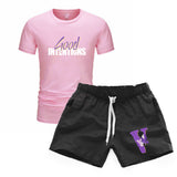 Vlone T Shirts & Shorts 2 Piece Set Men'S Short Sleeve Sports Beach