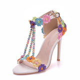 Nude Heels for Wedding Sandals Buckle Strap Shoes High Heel Sandals