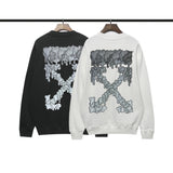 Off White Sweatshirts Pattern Crew Neck Pullover Sweatshirt Ow Men'S And Women'S Loose Coat