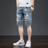 Men Jorts Leisure Ripped Denim Shorts Men Loose Casual Pants