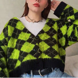 Coachella Music Festival Outfits Autumn and Winter V-neck Mohair Knitted Cardigan Sweater