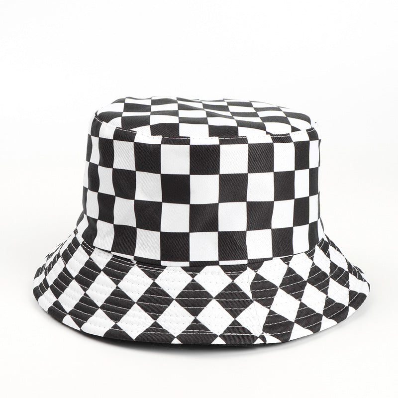 Bucket Hat Fishing Cap Cotton Print Fisherman Hat Plaid Printed Pattern Fashion Sun Hat for Men and Women