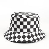 Bucket Hat Fishing Cap Cotton Print Fisherman Hat Plaid Printed Pattern Fashion Sun Hat for Men and Women