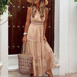 Kendall Jenner Wedding Guest Dress Chiffon Summer Solid Color Stitching Lace V-neck Sleeveless