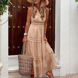 Kendall Jenner Wedding Guest Dress Chiffon Summer Solid Color Stitching Lace V-neck Sleeveless