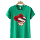 Valentine's Day T Shirts Couples Leopard Print Heart Printing Women's Pullover T-shirt