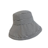 Vintage Check Bucket Hat Sun Hat Big Brim Plaid