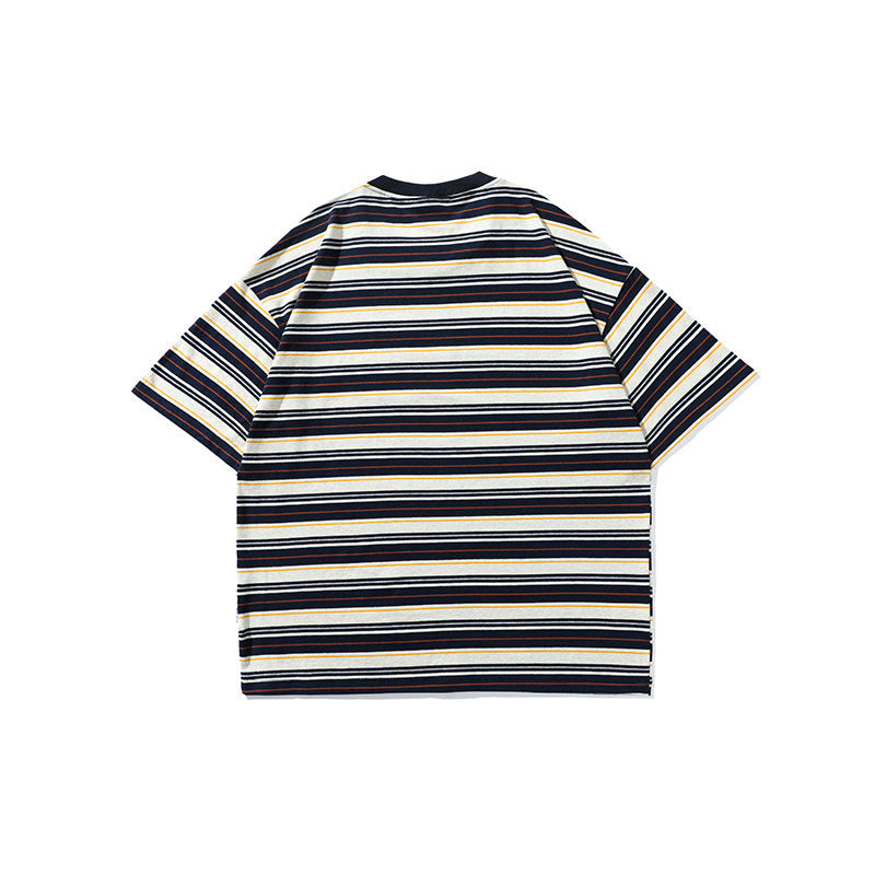 Men T Shitrs Full Striped Printed Round Neck