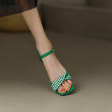 Nude Low Block Heel Open Toe Sandals Chunky Heel Roman Shoes